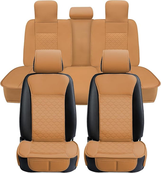 Elantrip Car Seat Cover Full Set Leather Car Seat Protector Universal fit by Elantrip