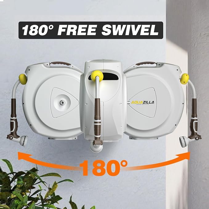 Retractable Garden Hose Reel, 5/8 in 65+6 ft, Heavy Duty Wall Mounted Water - Image 4