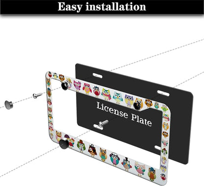 License Plate Frames for Women Multicolor License Plate Frame for Men Cute Owl - Image 7
