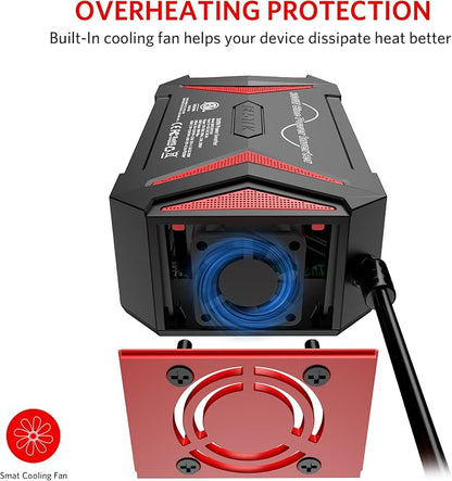 BESTEK 300Watt Pure Sine Wave Power Inverter Car Adapter DC 12V to AC 110V - Image 4