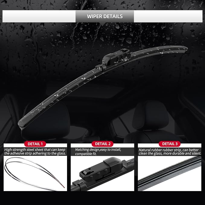 Replacement for BMW X1 2016-2022 Windshield Wiper Blades, 3 Pieces of Car Front - Image 4