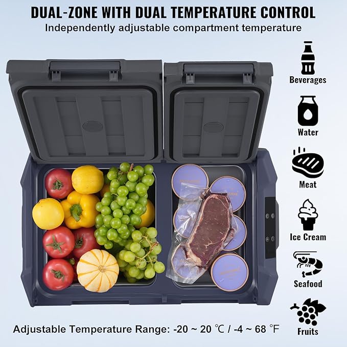 VEVOR NLS35, 12 Volt Car Refrigerator Fridge, 25Liter Dual Zone Portable Freezer - Image 3