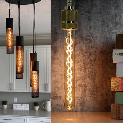 Leools Vintage LED Spiral Filament Bulb T10, 11.8inch Long Tubular Dimmable - Image 4