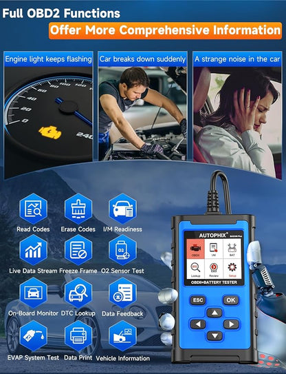 AUTOPHIX BAS300 Plus OBD2 Scanner & Battery Tester, 2-in-1 Car Diagnostic Tool - Image 3