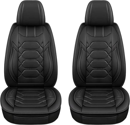 Pariitadin Leather Car Seat Covers Front Pair, Waterproof Faux Leather Seat - Image 2