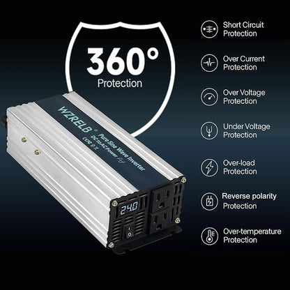 WZRELB 800W Pure Sine Wave Inverter 24V DC to 110V 120V AC Power Converter - Image 2