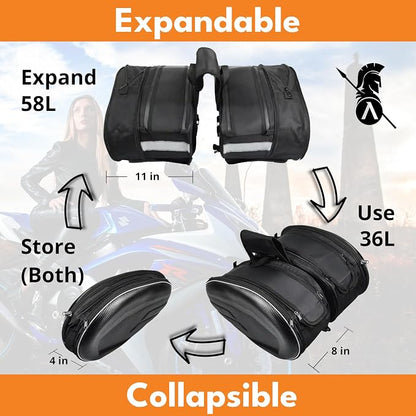 Motorcycle Saddlebags, 36L-58L Expandable Capacity, Motorcycle Panniers - Image 2