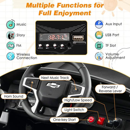 HONEY JOY Ride On Truck, 12V Licensed Chevrolet Tahoe, Chevy Electric Vehicle - Image 4