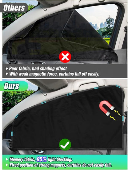 Set of 5 Car Privacy Curtains for Sedan- 4 Magnetic 31.5*18.9in Side Car Window - Image 2