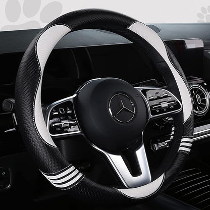 Car Steering Wheel Covers for Women Padded Carbon Fiber PU Leather Cute Auto - Image 2