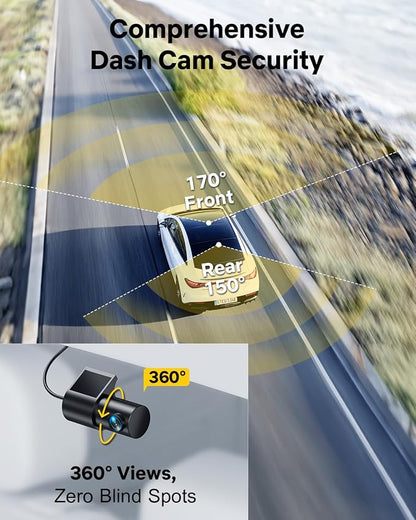 GKU Dash Cam Front and Rear, 3.18'' Touchscreen, 4K+1080P Dashcam, Built-in GPS - Image 8