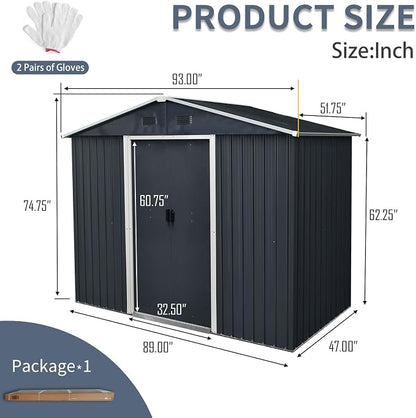 8x4 FT Outdoor Storage Shed, Metal Shed - Image 3