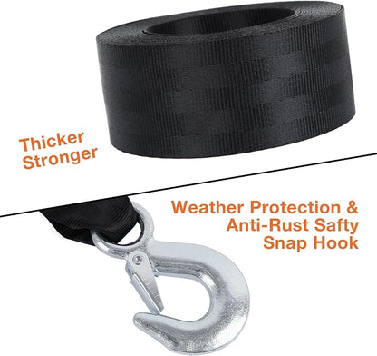 Boat Winch Strap with Safety Snap Hook 2" x 20 Ft - Image 3