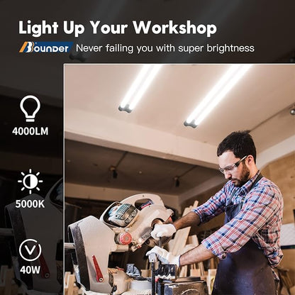 Bbounder 10 Pack Linkable LED Utility Shop Light, 4 FT Integrated Fixture - Image 3