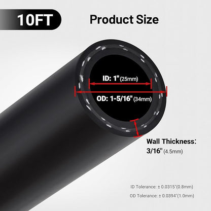 EVIL ENERGY 1" Heater Hose Coolant Radiator Straight 60PSI SAE 20R3 10FT Black - Image 3