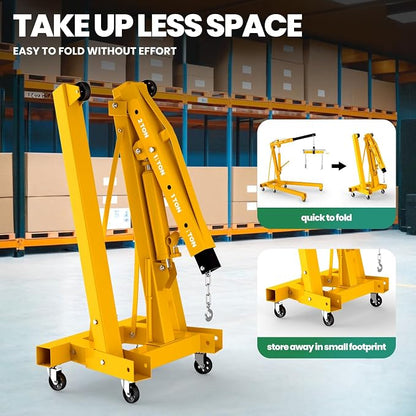 3 Ton Engine Hoist, Folding Hydraulic Cherry Picker Engine Lift, 6500LBS Alloy - Image 9