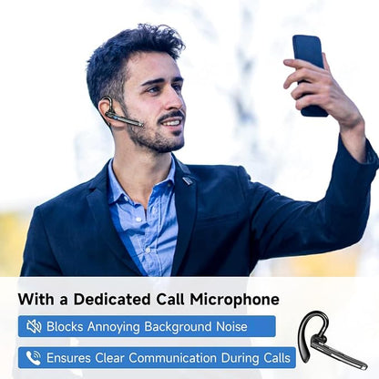 Bluetooth Headset V5.3, 100 Hrs Talk Time Single-Ear Earphone, CVC8.0 Noise - Image 2