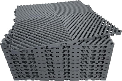 24 Pack 16"x16" Interlocking Garage Floor Tiles by HTWELL