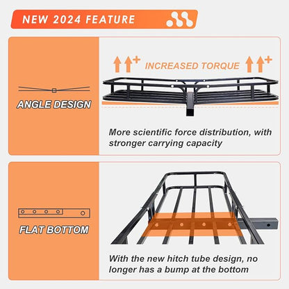MeeFar Hitch Mount Cargo Carrier Basket 53" x19" x 5"+Waterproof Cargo Bag - Image 2