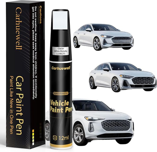 Glacier White Metallic Touch Up Paint Compatible by Carhuewell