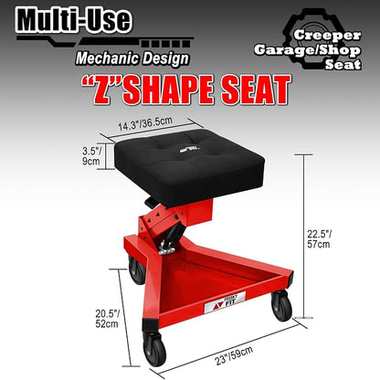 Mechanic Stool with Wheels, Hydraulic Adjustable Shop Stool on Wheels, Garage - Image 6