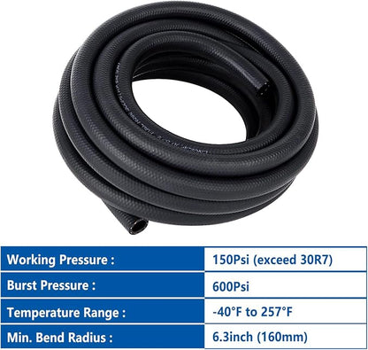 LokoCar Rubber Fuel Hose Line Push Lock 5/8" ID SAE 30R7 NBR 25ft 300PSI Black - Image 6