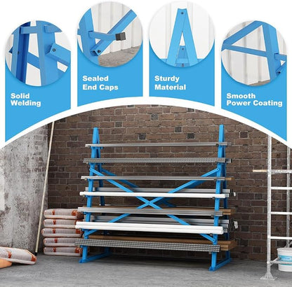 Yeeoy Steel Horizontal Storage Rack, 7 Tier Detachable Lumber Storage Rack - Image 5