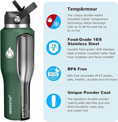SENDESTAR 40oz Water Bottle Wide Mouth Stainless Steel Vacuum Insulated Double - Image 2