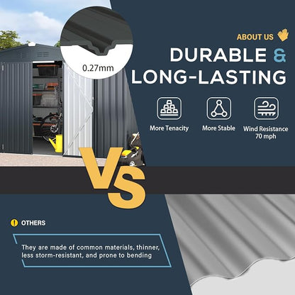 AECOJOY 12' x 10' Outdoor Storage Shed, Dark Grey Large 10x12 Sheds & Outdoor - Image 4