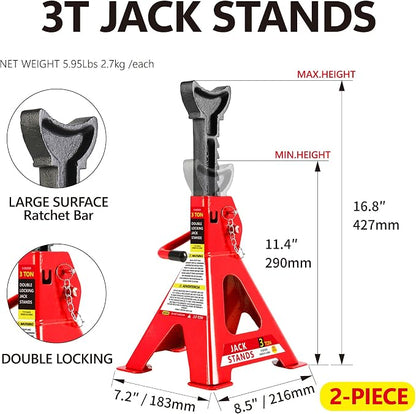 5 Piece Car Truck Floor Jack Service, Hydraulic Trolley Floor Jack & Jack - Image 3