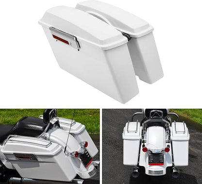 XFMT White Hard Saddlebags Saddle Bags Trunk W/Chrome Conversion Brackets - Image 5