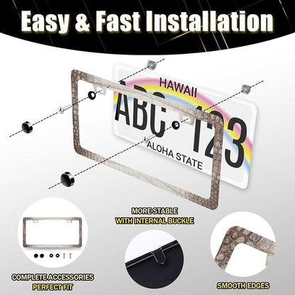 Crocodile Skin Print License Plate Frame Cool Animal Texture License Plate - Image 5