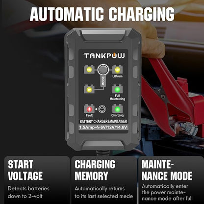 1.5-Amp Smart Car Battery Charger, 6V and 12V Automotive Battery Charger - Image 5