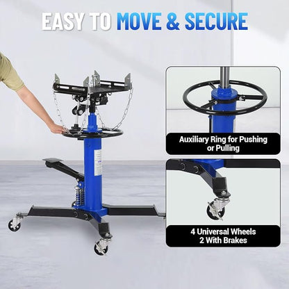 Dual Plunger Hydraulic Transmission Jack 1322lbs Capacity, 33.5"-69" High Lift - Image 6