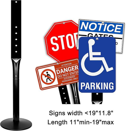 Parking Sign Post 48" Heavy Duty Cast Iron Parking Signs Stand, Movable Sign - Image 2