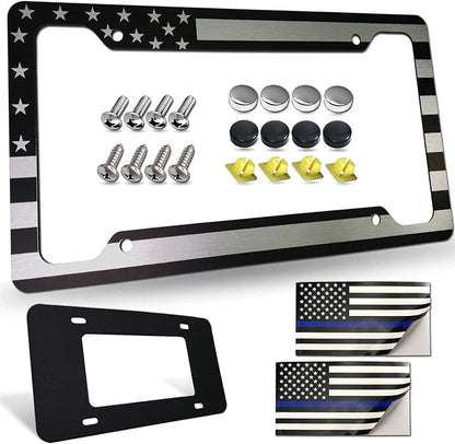 Flag License Plate Frame- USA Patriotic Personalized Car Tag Holder, 4 Hole by FBJTDQ
