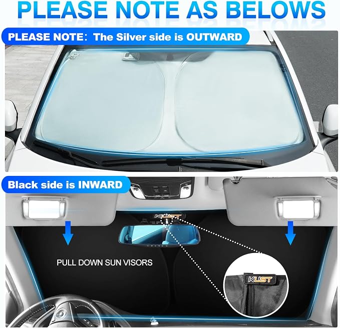 KUST Windshield Sun Shade for 2022-2025 Volvo C40 Recharge, Ultimate SUV - Image 3