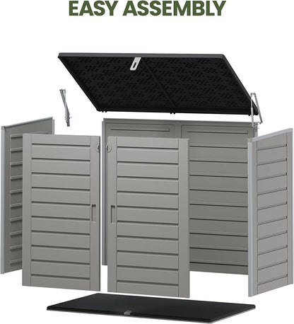 Outdoor Trash Can Storage Shed 4.6 x 4.1 FT, 304 Gallon Resin Shed - Image 6