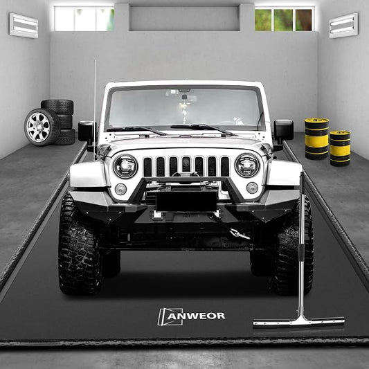 Garage Floor Mat 8'6" x 20' Upgraded Satin Finish Texture Non-Slip Containment by ANWEOR