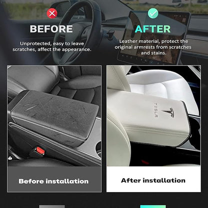 Car Armrest Cover for Tesla Model 3 Y Leather Center Console Armrest Box Cover - Image 5
