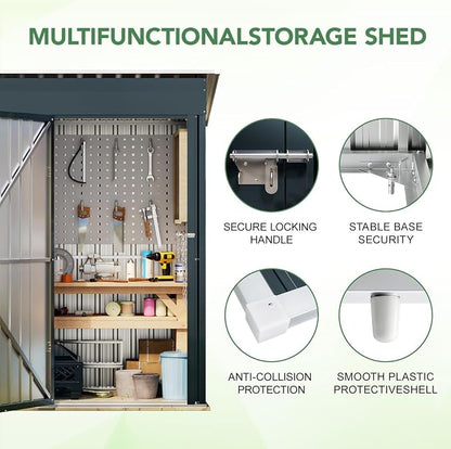 Breezz 5x3FT Vertical Outdoor Steel Storage Shed, Lockable Doors, Compact Metal - Image 5