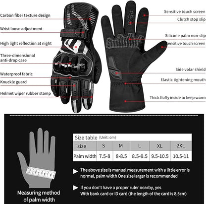 Motorcycle Gloves, Waterproof, Touch Screen, Men's Winter Gloves, Snowmobile - Image 9