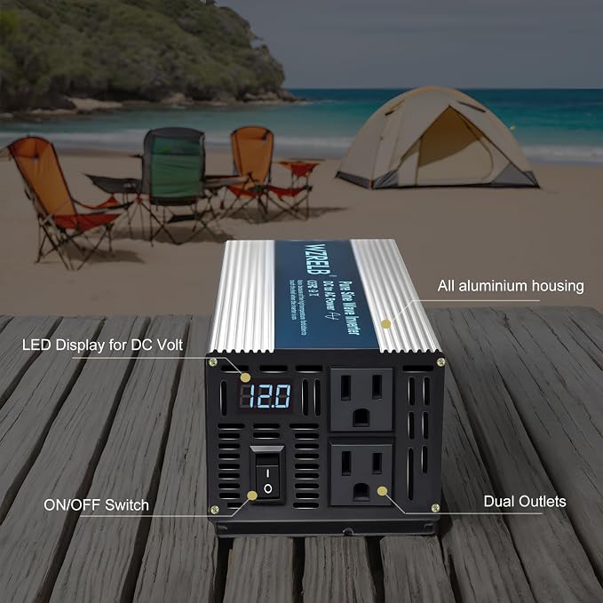 WZRELB 800W Pure Sine Wave Inverter 12V DC to 110V 120V AC, Car Power Inverter - Image 2