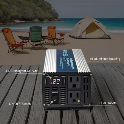 WZRELB 800W Pure Sine Wave Inverter 12V DC to 110V 120V AC, Car Power Inverter - Image 2