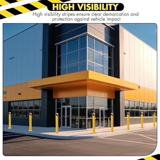 8 Pack Safety Bollard Post, 30 Inch Height 4.5 Inch Diameter Yellow Pipe Safety - Image 5