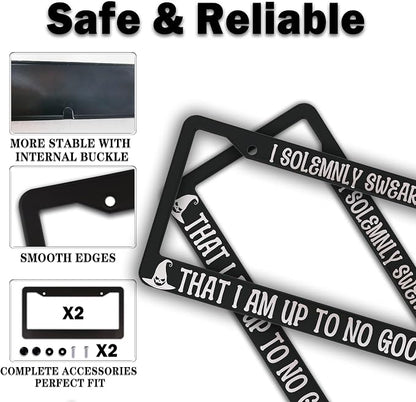 License Plate Holder Black and White License Plate Frames I Solemnly Swear That - Image 4