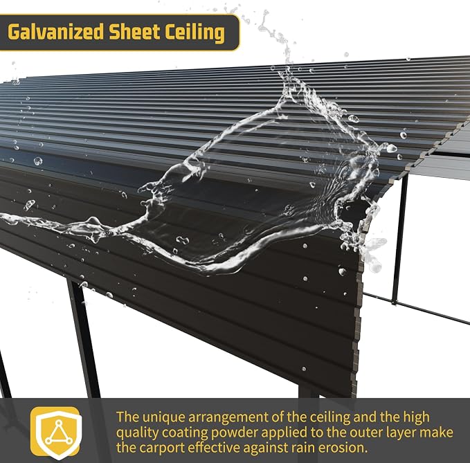 Metal Carport 13 * 20 FT with Enhanced Base Heavy Duty Garage with Galvanized - Image 3
