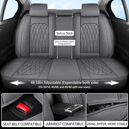 WELLDO Car Seat Covers Full Set, Faux Leather Seat Covers - Image 5
