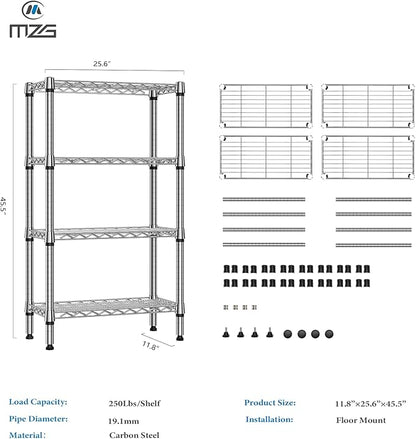 1000 lbs 4 Tier Shelf Metal Storage Shelves Wire Rack Closet Organizers - Image 3