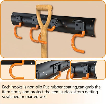 3-H 2×16" All Metal Garden Tool Organizer, Garage Tool Organizer, Broom Holder - Image 3